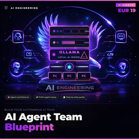 Vorschau: AI-Agent-Team Architektur-Diagramm mit Orchestrator und Worker-Agents